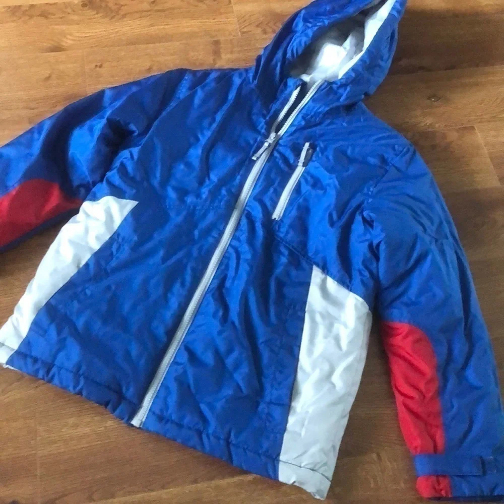 Old navy blue winter hooded outer coat in Size L